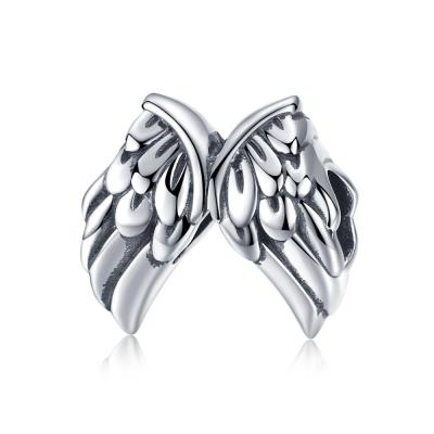 China 2021 Hiphop Fashion 925 Sterling Silver Oxidation Angel Wings Hot Selling Charm Pendant For Kids Boys Girls for sale