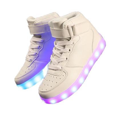 China New Custom Fashion Popular Products Luminous Leather Luminous Rubber Boys Shoes for sale