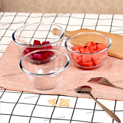 China Disposable Kitchenware Clear Mixing Bowl Heat Resistant Glass Salad Bowl for sale