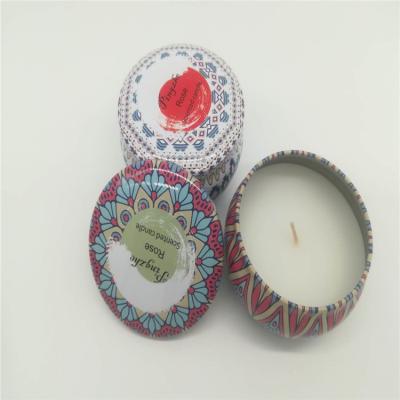 China Scented+color printing tin paraffin wax scented tin candle with color printing for sale