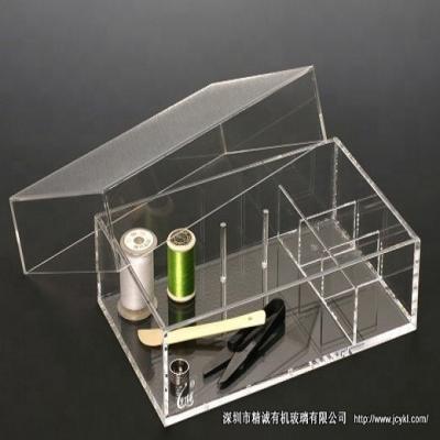 China Handmade acrylic plastic storage box, plastic container with dividers, removable lid acrylic storage box for sale