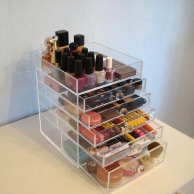 China 6 tier handmade clear acrylic cosmetic box, 6 tier transparent makeup box, acrylic boxes for sale