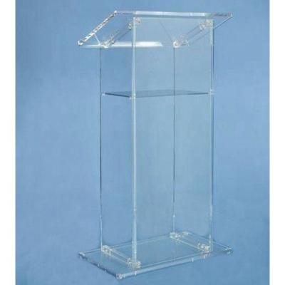 China Commercial Furniture Detachable Clear Acrylic Plastic Podium, Easy Installation Acrylic Plastic Lectern, Acrylic Lectern Manufacturer for sale