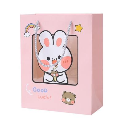 China Disposable Hot Sale Pale Pink Paper Rabbit Cartoon Fashion Cute Yiwu Gift Bag for sale