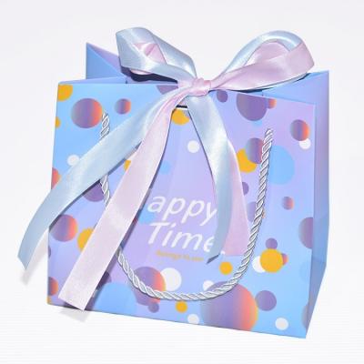 China Colorful Disposable Happy Times Balloons Boutique Paper Shopping Bags Gift Bag With Ribbon for sale