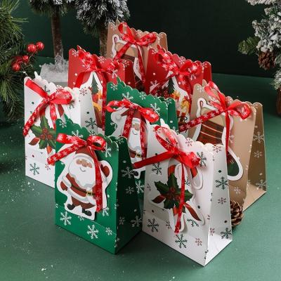 China Christmas Gift Disposable Funny Paper Bag Customize Small Christmas Cute Paper Bag With Sticker for sale