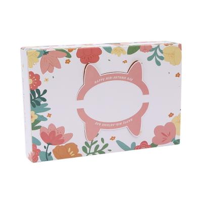 China Custom Printed Cute Disposable Cat Ear Handle White Cardboard Paper Bakery Box for sale