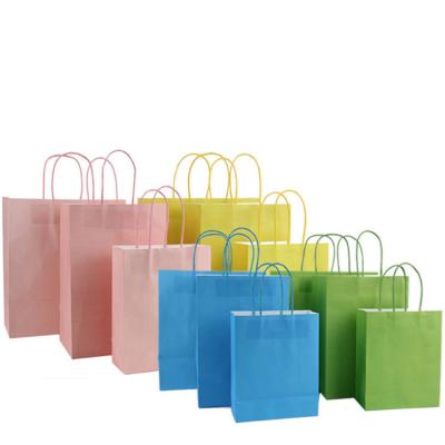 China Disposable Wholesale Recyclable Kraft Paper Bag With Your Own Logo, Custom Shopping Paper Bag For Food With Handle for sale