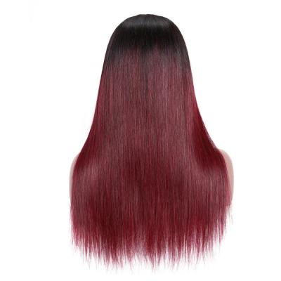 China Burgundy 99J 13*4 Lace Front Human Hair Wigs With Silky Straight Baby Hair 1B99J Straight Wave Pre Plucked Brazilian Hairline Wig Human Hair Wigs for sale