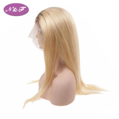 China Silky Straight Hair 1B 100% Human Hair Full Lace Wig 613 Silky Straight Blonde 10a Grade Brazilian Hair Wave Lace Wig for sale