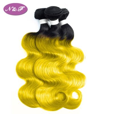 China Body Wave Ombre Hair Bundles 1b/yellow Color Body Wave Hair Extension Vigin Hair Unprocessed for sale