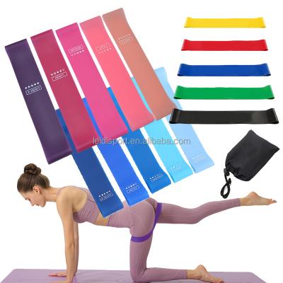 China Wholesale Custom Fitness Band 5 Colors Logo Latex Hip Exercise Stretch Yoga Training Resistance Bands Loop Set for sale