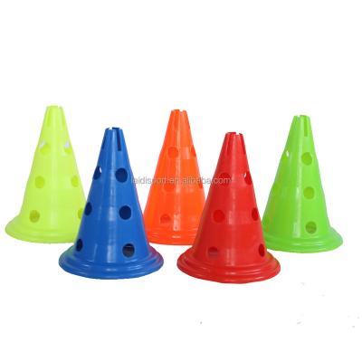 China PE 30cm Brand Round Bottom Barrel With Hole Triangle Cone Football Training Equipment Sports Equipment Fitness Accessories for sale