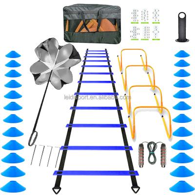 China PP Football Soccer Sport Speed ​​Agility Ladder Training Equipment Agility Training Set With 15 Feet Agility Rungs for sale