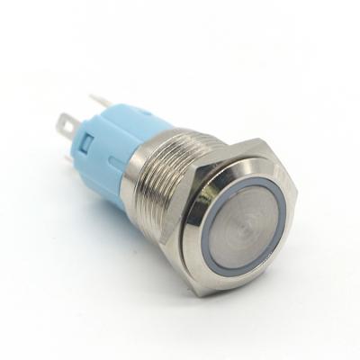 China YHJ16-261 5A 250V 5 pin stainless steel led anti-vandal metal waterproof latching push button switch for sale