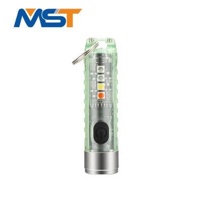 China Rechargeable Metal Key Chain Flashlights IP66 USB LED Emergency Camping Torch With Blue Red Light for sale