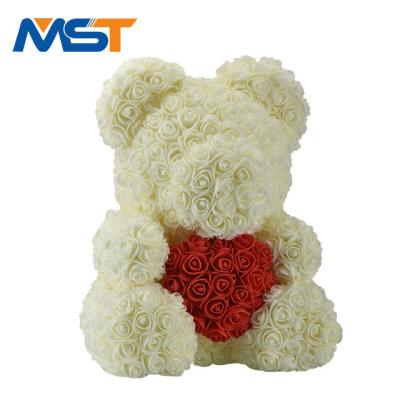 China Hot Selling Girlfriend Gift Valentines Day Quickly To Deliver Handmade Artificial 3D Flower Rose Bear For Flower Gifts for sale