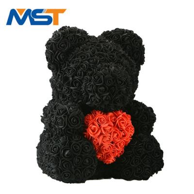 China Girlfriend Gift Valentines Day Factory Supply High Quality Handmade Artificial Rose Bear Flower For Gifts Premium for sale