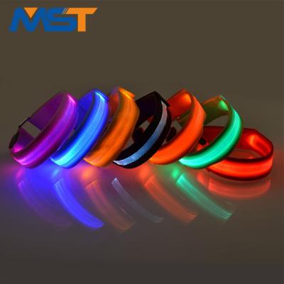 China Current Customized Logo Led Wristband Light For Working Jogging Walking Cycling Safety for sale