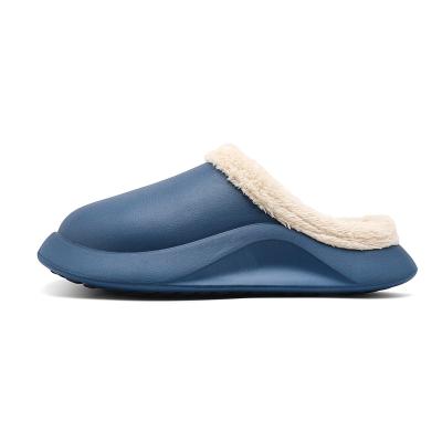 China Thermal 2021 Fashion Men Slippers Cotton Plush Soft EVA Design Sole Flat Waterproof Couples Warm Outdoor Shoes Home Slippers for sale