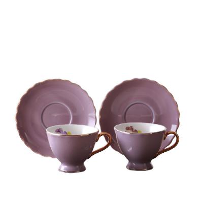 China Sustainable Small Ceramic Mug With Saucer English Coffee Afternoon Tea Cup Set for sale