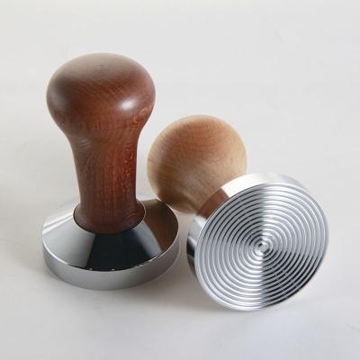 China Stainless Steel Wooden Handle 58mm Stocked Coffee Tamper Press For Espresso Machine for sale