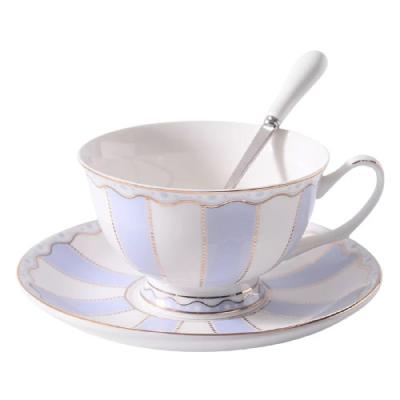 China Stocked European Style Bone China Coffee Cup And Saucer Set Afternoon Tea Cup for sale