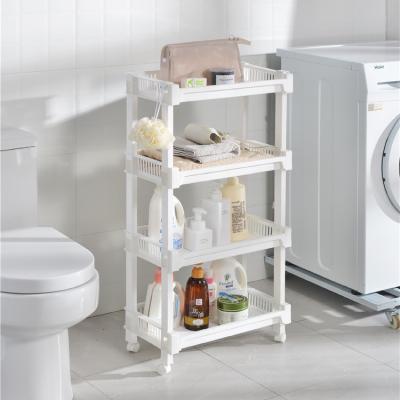 China High Quality White Plastic Multi-Layer Viable Storage Rack Bathroom Kitchen Sundries Storage Shelf for sale