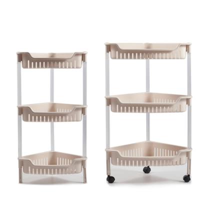 China Wholesale Modern Multifunctional Household Kitchen Storage Rack Floor Beige Plastic Shelf Viable for sale