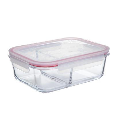 China High Borosilicate 1200ml Glass Meal Box Wholesale Heatable Transparent Adult Food Lunch Boxes Airtight Food Container for sale