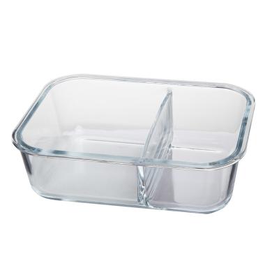 China Bento 1550ml Lunch Container Meal Prep Containers Food Grade Heatable Leakproof Lunch Box Microwave Safe High Borosilicate Glass Lunch Box for sale