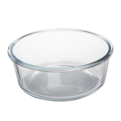 China Wholesale 850ml Clear Round High Borosilicate Glass Lunch Container Box Heatable Food Prep Meal Boxes Glass Box For Food for sale