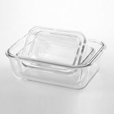 China Cool Heatable Fast Shipping Keep Meal Box 1550ml Rectangle Food Box Lunch Box Glass Food Container for sale