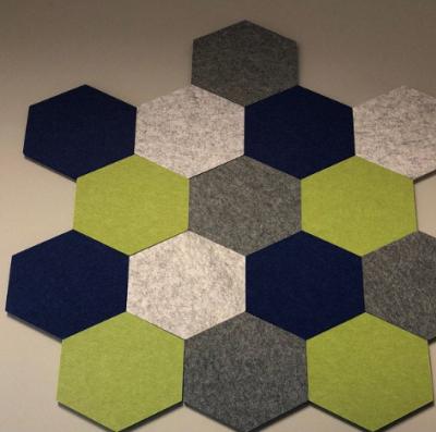 China Modern Online hot sale chamfer EN13501 CLASS B E0 recycle PET felt ginkgo self adhesive polyester fiber hexagon acoustic panel for sale