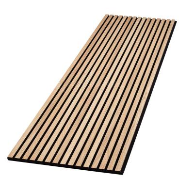 China Modern Hot Sale Interior Design Decor Contemporary Black PET Felt Back Natural Oak Slat Acoustic Wood Wall Panels Board Factory Price for sale