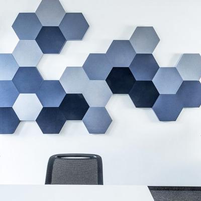 China Modern Custom colorful bevelling 300mm size eco-friendly 100% PET hexagon acoustic wall panels 12 pack price for sale