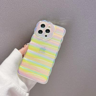 China Shatterproof Shockproof 3D Wave Phone Case For iphone 12 max pro tpu bottom jacket transparent colorful phone case for iphone 13 pro max for sale