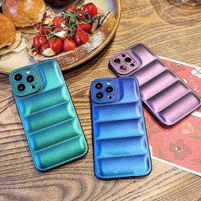 China Fanshion Simple 3D Wave Shatterproof Phone Case for iphone 12 max pro tpu thin hole color changing down jacket phone case for iphone 13 pro max for sale