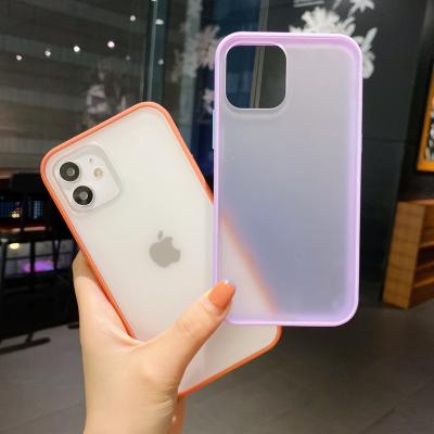 China Simple Design Color Shockproof Clear View TPU Shockproof Phone Frosted Phone Case For iPhone 11 12 Pro Max For iPhone 13 Pro Max for sale