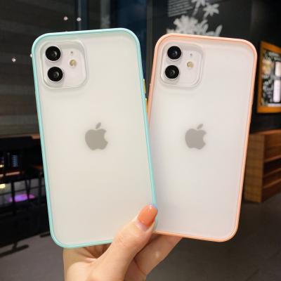 China Color shockproof minimalist view design shockproof phone for iPhone 11 12 pro Max Transparent TPU frosted phone case for iPhone 13 pro max for sale