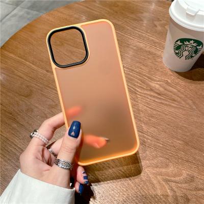 China Shockproof For iPhone 11 12 Pro Max Transparent TPU Frosted Phone Case For iPhone 13 Pro Max Minimalist Design Color Frame Shockproof Phone for sale