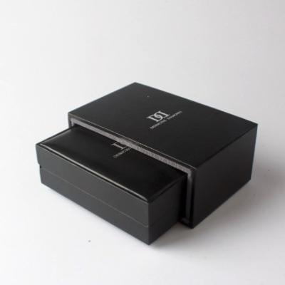 China Handmade Matt Black Paper Gift Packaging Boxes , Spot UV Hard Board for Hair Extension Gift Boxes for sale