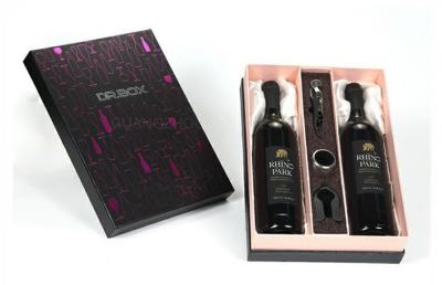 China Embossed / Spot UV Square Wine Packaging Boxes , Customized Printed Magnetic Wine Packaging Boxes for sale