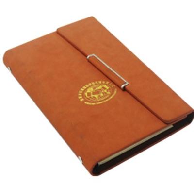 China Customization Leather Cover Notebook Button Closure Metal Spiral Diary for sale