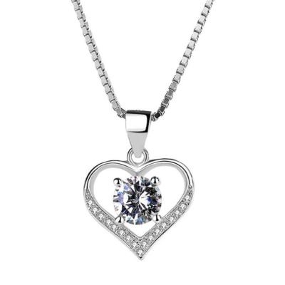 China Women's s925 heart-shaped pendant necklace sterling silver female neckerchief Europe and America e-commerce mother's day gift border wh for sale