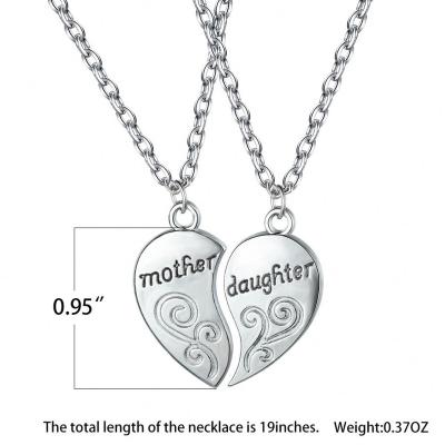 China Hot Selling Two-piece English Holiday Inscription Mother Necklace Women's Amazon Mother and Daughter Love Day Gift for sale