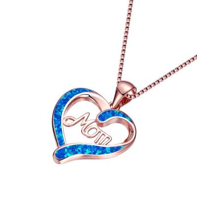 China Women's Amazon Border Wish Fashion European and American Style Love MOM Necklace Mother's Day Gift Jewish Pendant Heart-Shaped Letter for sale