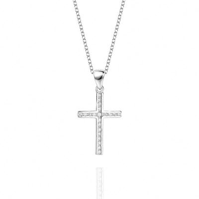 China Hot salt zircon-extended sterling silver pendant necklace S925 foreign trade women's generation shrimp cross dried jewelry factory for sale