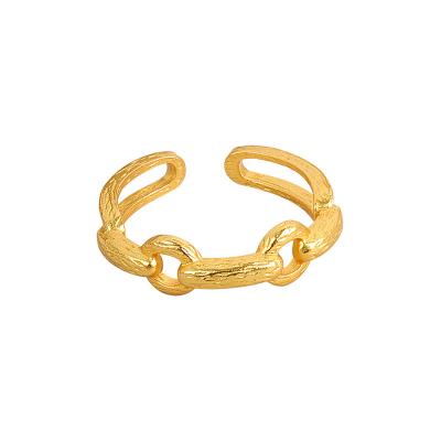 China Ring Geometric Line Copper Chain Gothic Thick Adjustable Ring Retro Fashionable Women's Environmental Friendly Jewelry for sale