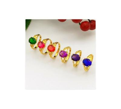 China Fashion Environmental Friendly Color Around Ring Retro Gold Hip Hop Ring Adjustable Women Jewelry Colored Zircon for sale